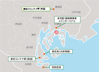 拠点位置および周辺の主要物流施設